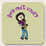 Light Female Saxophone Player Beverage Coaster