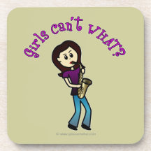 Light Female Saxophone Player Beverage Coaster