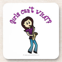 Light Female Saxophone Player Beverage Coasters