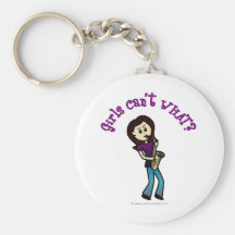 Light Female Saxophone Player Keychains