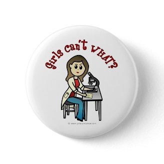 Light Female Scientist Pinback Buttons