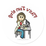Light Female Scientist Round Sticker