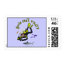 Light Female Scuba Diver Postage Stamp