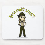 Light Female Sheriff in Brown Uniform Mousepads