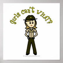 Light Female Sheriff in Brown Uniform Posters