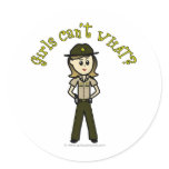 Light Female Sheriff in Brown Uniform Round Stickers