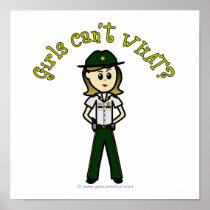 Light Female Sheriff in Green Uniform posters