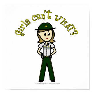 Light Female Sheriff in Green Uniform Print