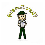 Light Female Sheriff in Green Uniform Print