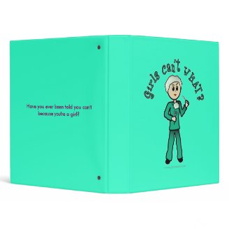 Light Female Surgeon in Green Scrubs Binders