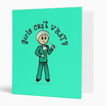 Light Female Surgeon in Green Scrubs Binder
