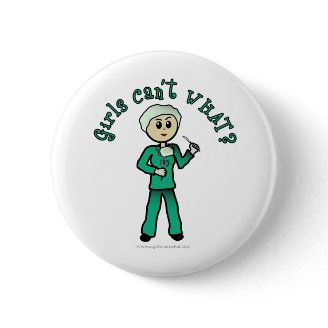 Light Female Surgeon in Green Scrubs Pin