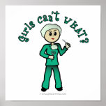 Light Female Surgeon in Green Scrubs Posters