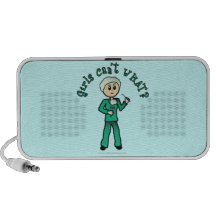 Light Female Surgeon in Green Scrubs Laptop Speakers