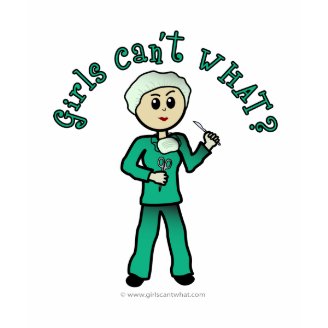 Light Female Surgeon in Green Scrubs T Shirt
