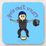 Light Female Umpire Beverage Coasters