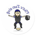 Light Female Umpire Round Stickers
