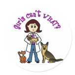 Light Female Veterinarian Round Sticker