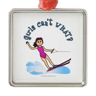 Light Female Water Skier Ornament