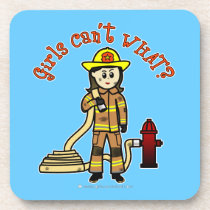 Light Firefighter Girl Drink Coaster