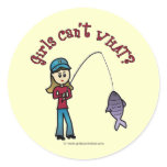 Light Fishing Girl Round Sticker