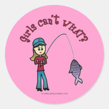 Light Fishing Girl Round Stickers