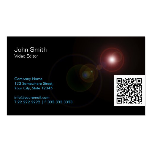 Light Flares Video Editor Business Card (front side)