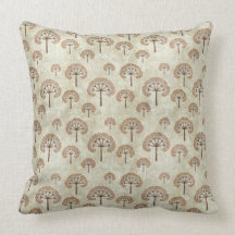 Light Fractal Tree Pattern Throw Pillow