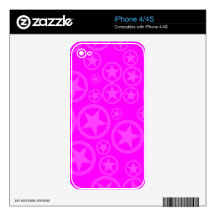 Light Fuchsia Stars in Circles on Fuchsia Skin For The iPhone 4