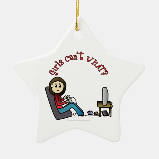 Light Gamer Girl Christmas Ornaments