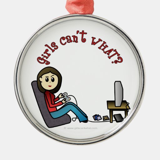 Light Gamer Girl Christmas Ornaments