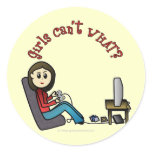 Light Gamer Girl Round Stickers