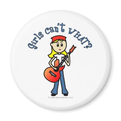 Light Girl Guitar Player Fridge Magnet by girlscantwhat