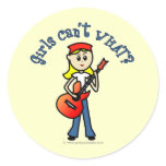 Light Girl Guitar Player Round Sticker