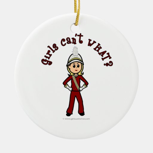 Light Girl in Red Marching Band Uniform Christmas Ornaments