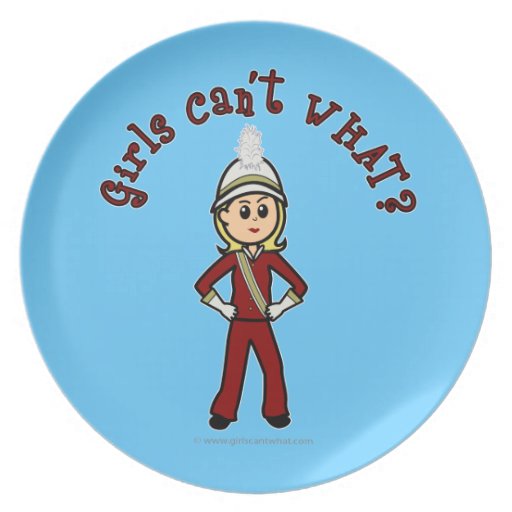 Light Girl in Red Marching Band Uniform Party Plates
