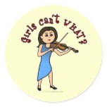 Light Girl Playing Violin Round Stickers