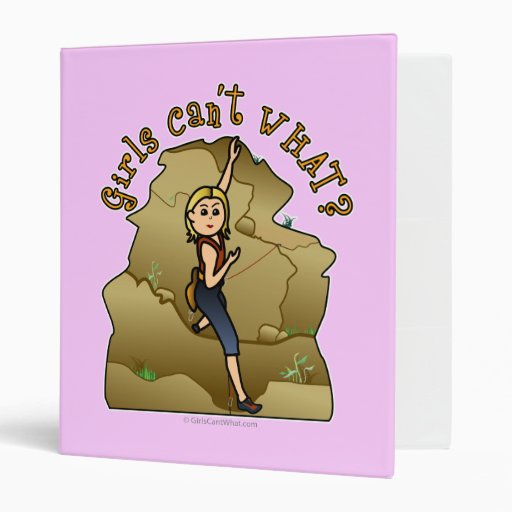 Light Girl Rock Climber 3 Ring Binders