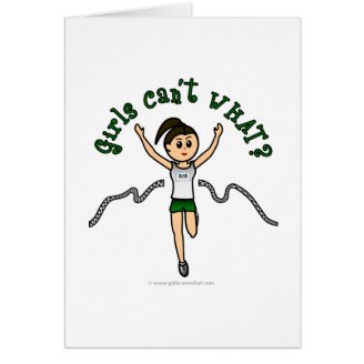 Light Girl Runner in Green Uniform Greeting Cards
