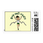 Light Girl Runner in Green Uniform Postage Stamps