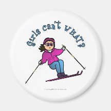 Light Girl Snow Skiing Fridge Magnets