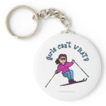 Light Girl Snow Skiing Keychain