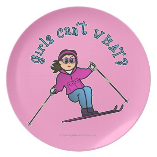 Light Girl Snow Skiing Plate