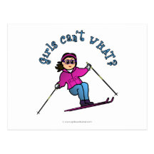 Light Girl Snow Skiing Postcard