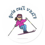 Light Girl Snow Skiing Round Stickers