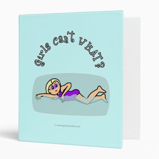 Light Girl Swimming 3 Ring Binder