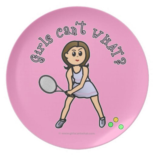 Light Girl Tennis Player Dinner Plates