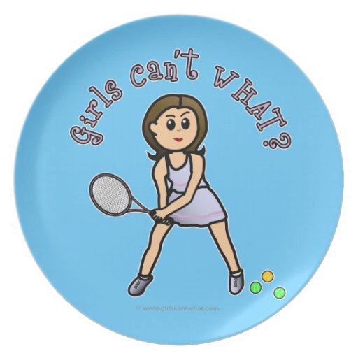 Light Girl Tennis Player Dinner Plates