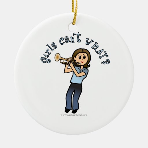 Light Girl Trumpet Player Christmas Ornament