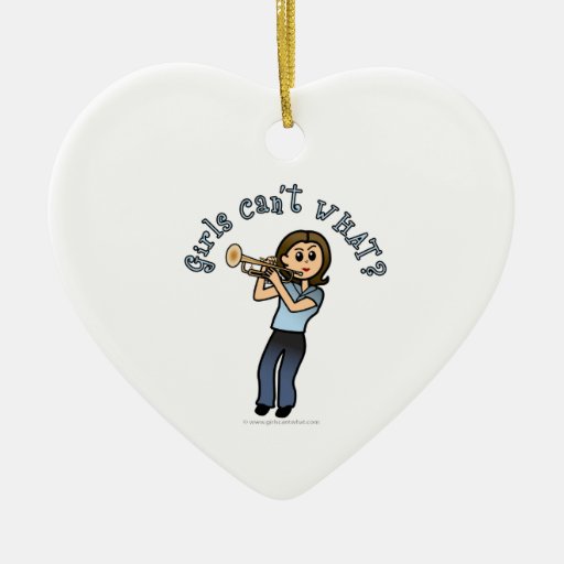 Light Girl Trumpet Player Christmas Ornaments